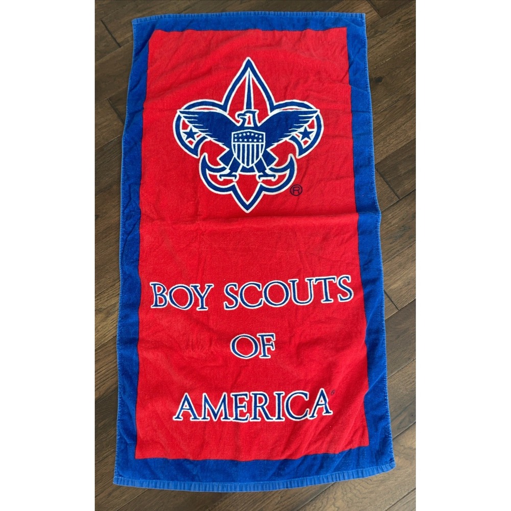 Boy Scouts of America Cotton Beach Towel Red Blue BSA Logo Made in USA